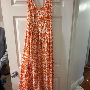 Victoria Dunn Orange and White Floral Maxi Dress